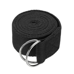 Cotton Yoga Stretch Strap with Metal D-Ring, 3 Lengths, 10 Colors