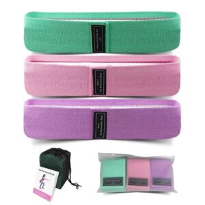 Fabric Hip Resistance Bands Set of 3, Non-Slip Stretch Loop Bands
