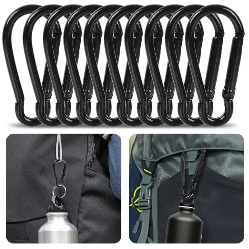Mini Aluminum D-Ring Carabiner Clips, 10 Pack, Not for Climbing