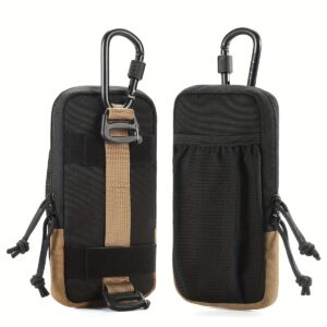 Compact MOLLE Phone Pouch with Carabiner, Nylon Waist Pouch