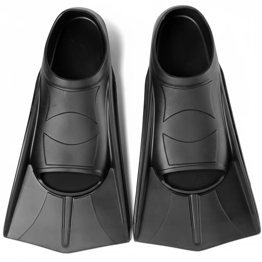 Short Silicone Swim Training Fins, Adult Sizes S to XL