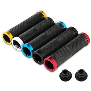 Lock-On Rubber Bike Handlebar Grips, Pair, Aluminum Lock Rings